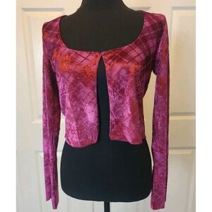 Cotton On Wylde Tie Up Top S Raspberry Purple Velvet Check Y2K Goth Sheer Witchy